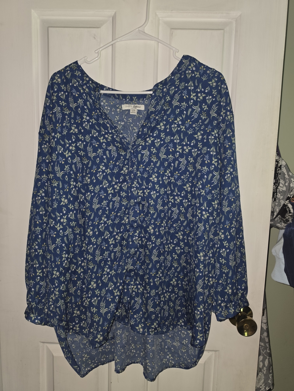 JACHS Girlfriend Navy Blue Floral V-Neck Tunic
